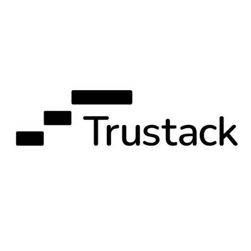 Trustack MSP Cyber Security, IT Services, IT Support. A black on white logo featuring the word "Trustack MSP" with a stylized design of three black rectangles arranged in a stair-step pattern to the left.
