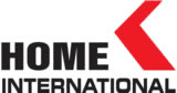 Trustack MSP Cyber Security, IT Services, IT Support. Logo with the words "K HOME INTERNATIONAL" in black capital letters, with "HOME" on the left and "INTERNATIONAL" below it. To the right of the text, there is a red geometric shape resembling an arrow pointing to the right.