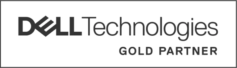 Trustack MSP Cyber Security, IT Services, IT Support. The image features the Dell Technologies logo with the text "GOLD PARTNER" beneath it, all in black on a white background. As a distinguished Dell Partner, the logo is enclosed within a rectangular border.