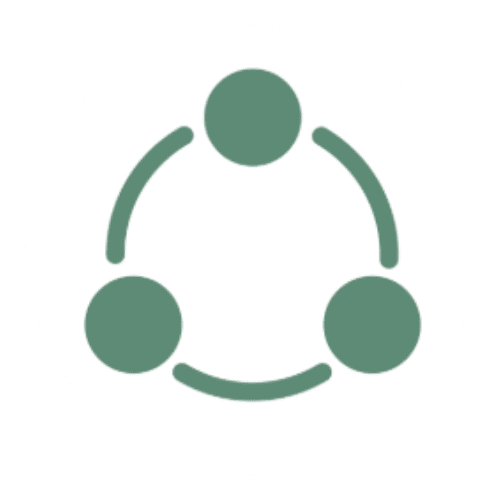 Trustack MSP Cyber Security, IT Services, IT Support. A green icon with three solid circles connected by curved lines forming a triangular shape, all on a white circular background—perfect for highlighting Trustack's Upcoming Events to not miss.