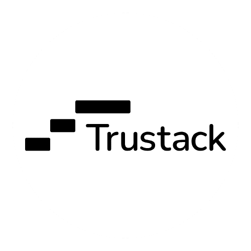 Trustack MSP Cyber Security, IT Services, IT Support. The image shows the word "Trustack" in black text. To the left, four horizontal black bars are arranged in a stepped pattern, increasing in length from bottom to top. The white background highlights Trustack's Upcoming Events to not miss.