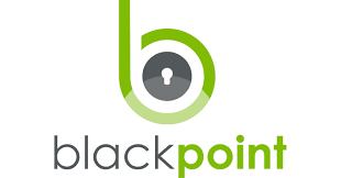Trustack MSP Cyber Security, IT Services, IT Support. The image shows the Blackpoint logo, featuring a green and gray stylized "b" with a keyhole in the center, above the word "blackpoint" in lowercase letters, with "black" in gray and "point" in green.