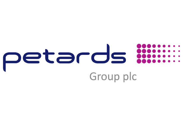 Trustack MSP Cyber Security, IT Services, IT Support. The Petards Group plc logo, as seen in this Case Study, features the word "petards" in dark blue lowercase letters, "Group plc" in grey, and a cluster of purple dots forming a rectangle to the right.