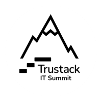 Trustack MSP Cyber Security, IT Services, IT Support. A black mountain outline above black horizontal bars and the text “Trustack IT Summit” on a white circular background highlights Trustack's Upcoming Events to not miss.